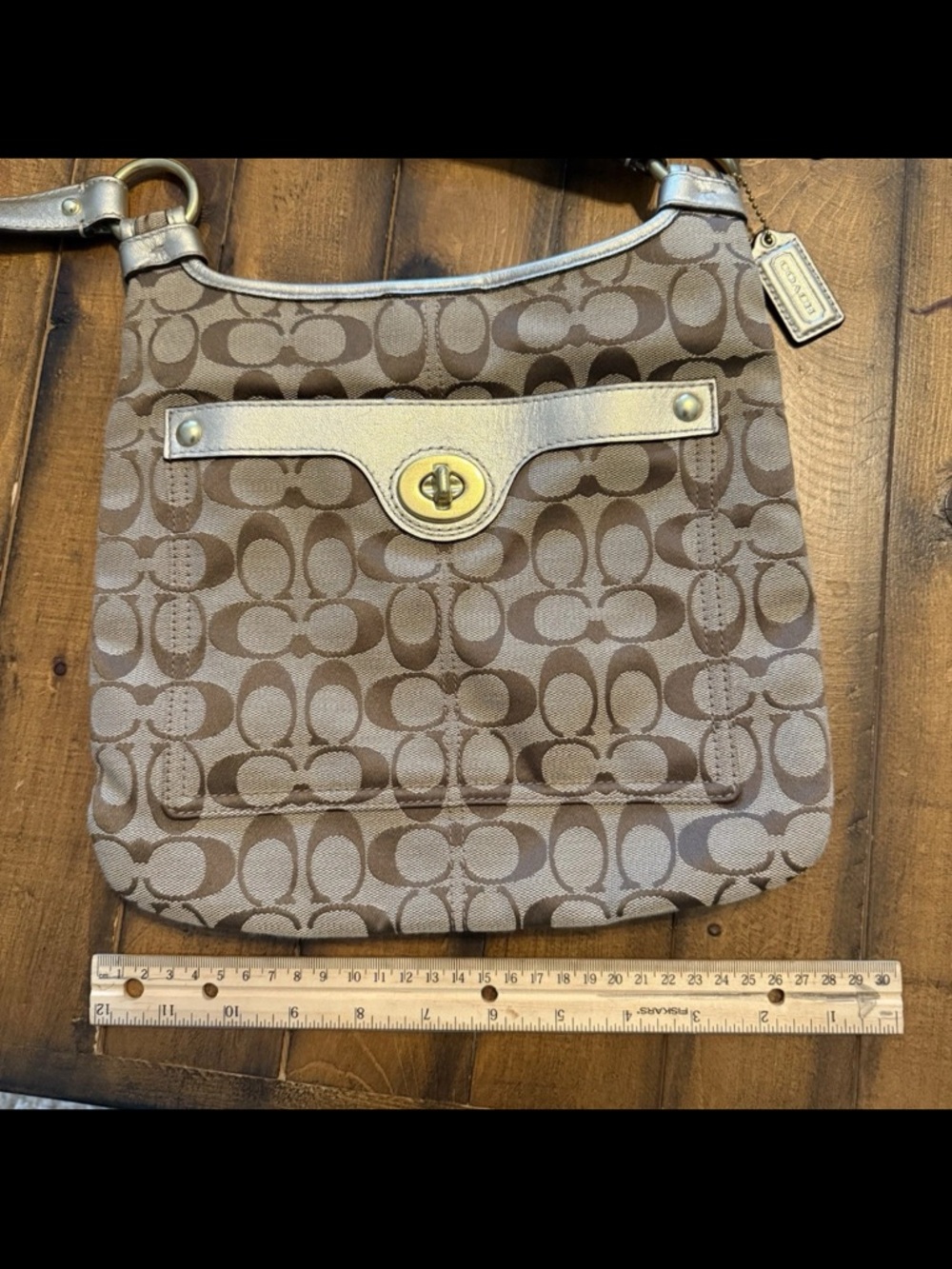 Coach Signature vintage Penelope Crossbody Bag brown monogram canvas leather - Picture 3 of 7